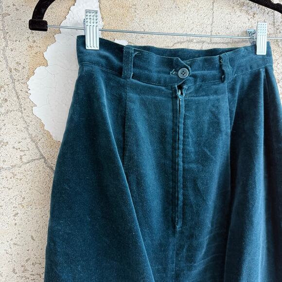 Vtg 90s Midi Skirt Teal Velvel A Line High Waist Casual Corner Womens XS Holiday - Picture 5 of 9